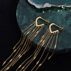 Heart Chain Tassel Drop Earrings