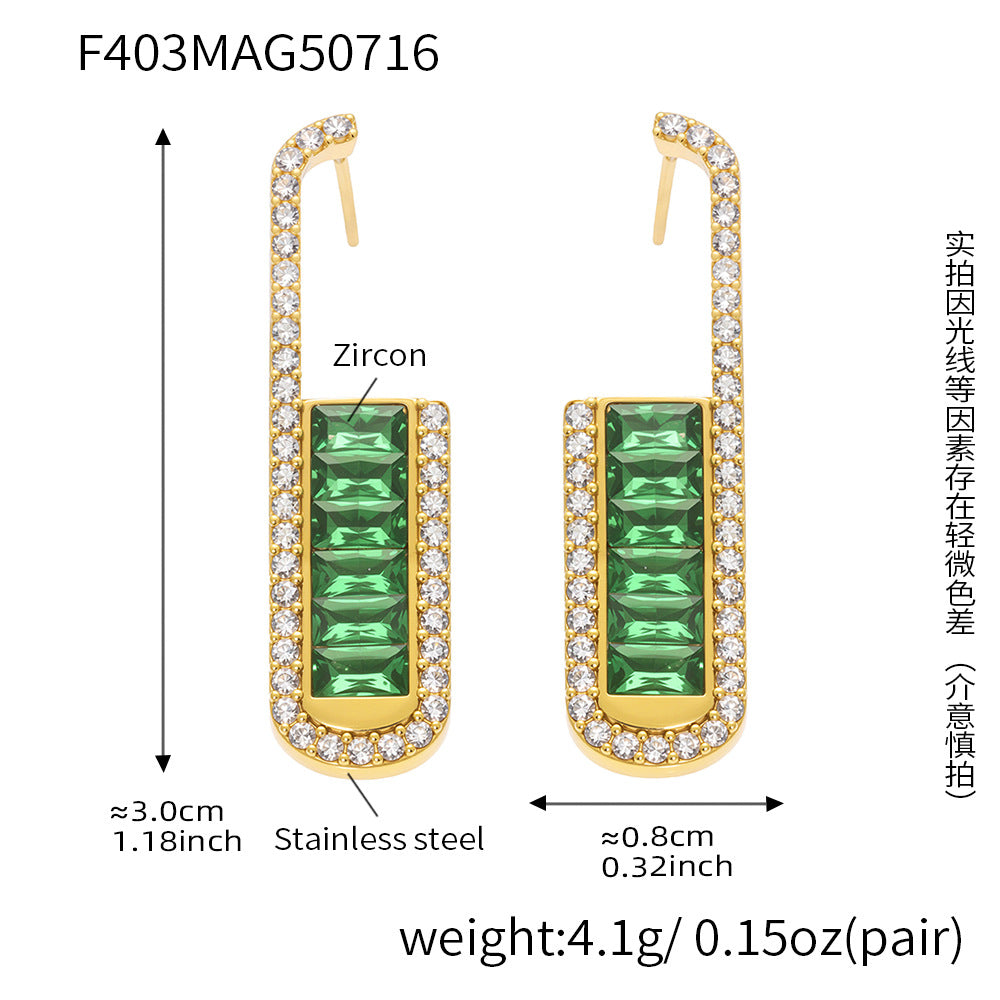 Cubic Zirconia Rectangular Drop Earrings
