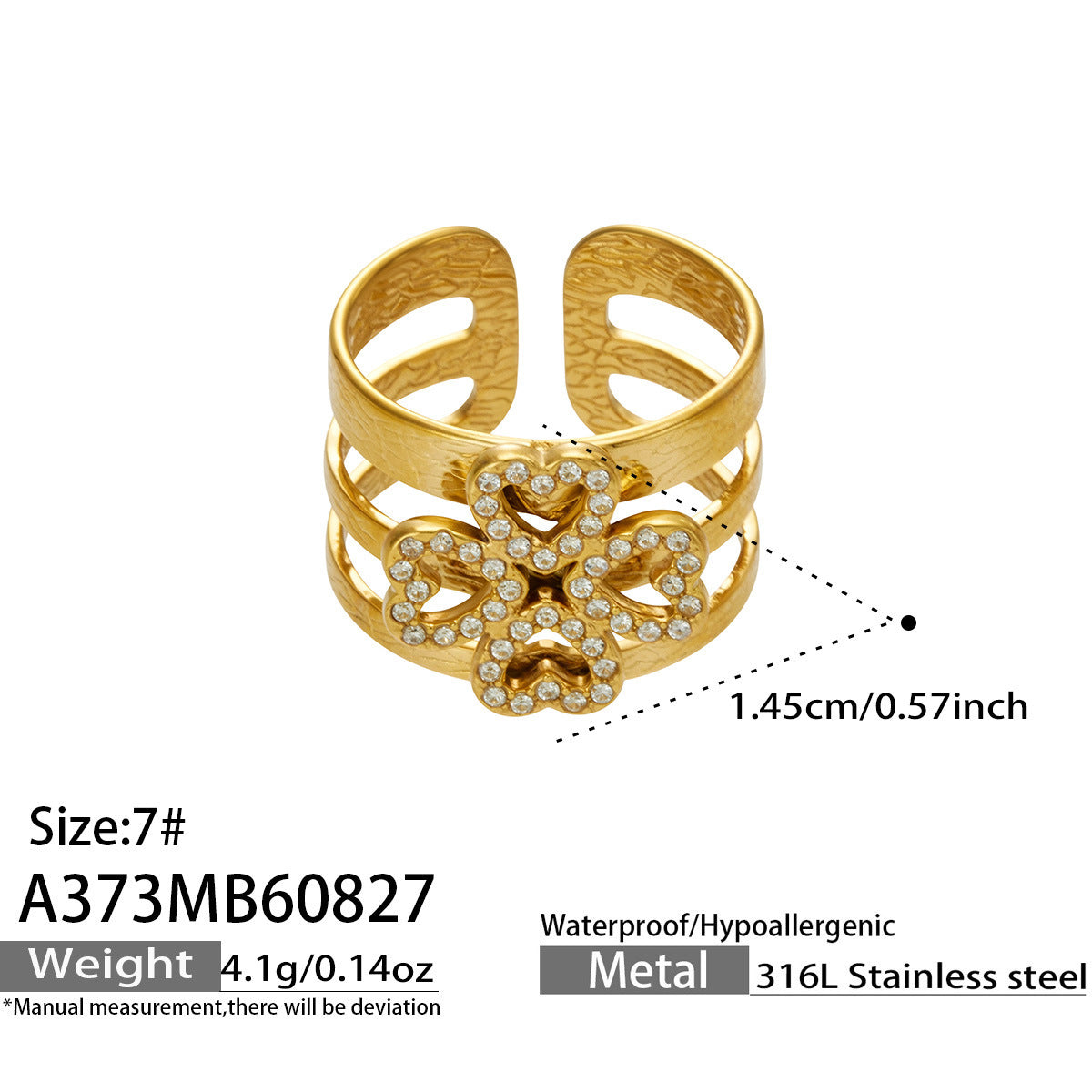 Cubic Zirconia Floral & Geometric Open Rings