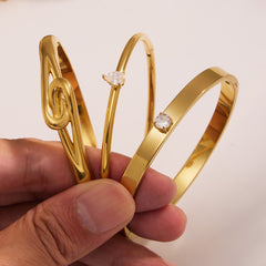 Cubic Zirconia Geometric Bangle Collection