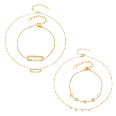 18K Gold-Plated LOVE and MAMA Letter Jewelry