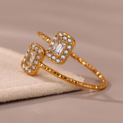 18K Gold-Plated Cubic Zirconia Geometric Open Ring