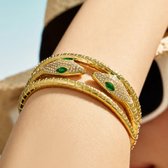 18K Gold-Plated Cubic Zirconia Snake Bangle