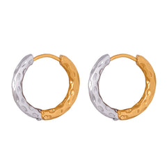 Two-Tone Textured Round Hoop Earrings