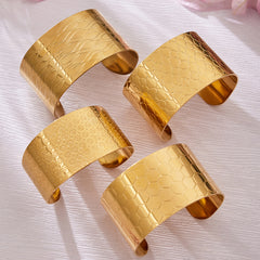 18K Gold-Plated Wide Textured Cuff Bracelets