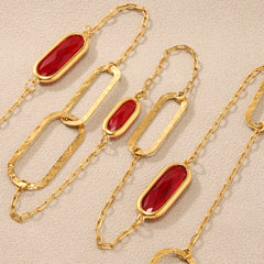 Gold-Tone Faceted Glass Paperclip Link Necklace