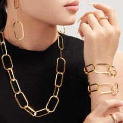 18K Gold-Plated Rectangular Link Jewelry