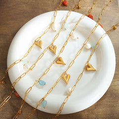 Natural Stone Heart Charm Necklace