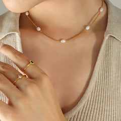 Freshwater Pearl Chain Station Necklace