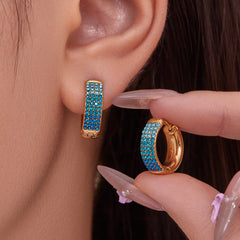18K Gold-Plated Color Cubic Zirconia Hoop Earrings