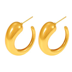 18K Gold-Plated Sculptural C-Hoop Earrings
