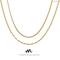 Gold-Tone Double-Layer Snake Chain Necklace
