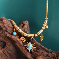 Gold-Tone Celestial Charm Necklace & Bracelet