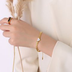18K Gold-Plated Heart Shell Detail Bracelet