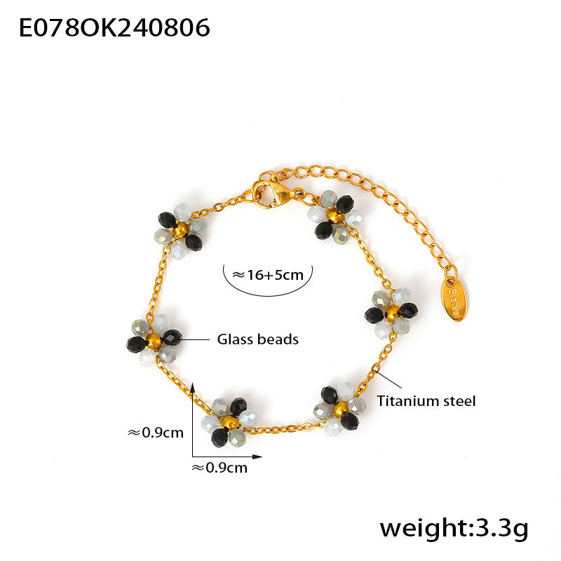 Glass Bead Flower Necklace, Bracelet & Anklet