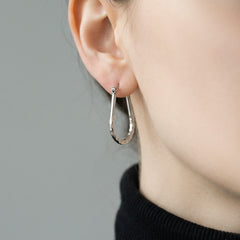 Textured U-Shaped Stainless Steel Hoop Earrings