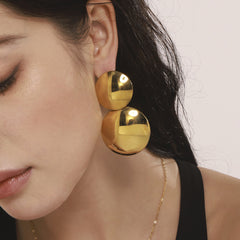 Polished Double-Disc Stainless Steel Earrings