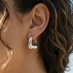 Rounded U-Shaped Stainless Steel Hoop Earrings