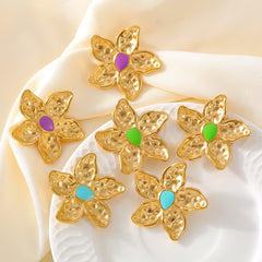 Sculptural Colored Flower Earrings