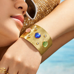 Gold-Tone Cat-Eye-Look Brushed Statement Cuff