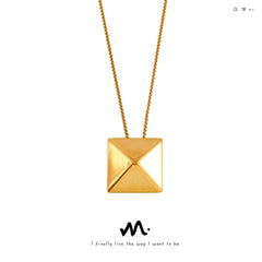 18K Gold-Plated Pyramid Square Pendant Necklace