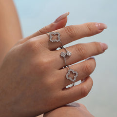 Floral Cubic Zirconia Open Ring Designs