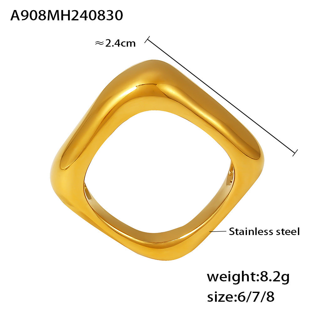 18K Gold-Plated Sculptural Square Band Ring