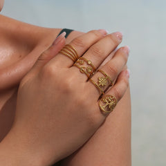18K Gold-Plated Sculptural Open Ring Designs