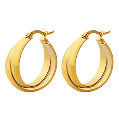18K Gold-Plated & Silver-Tone Double-Profile Hoops