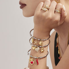 Heart or Starfish Charm Cuff Bracelet