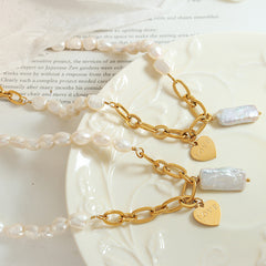 18K Gold-Plated Freshwater Pearl Heart Necklace