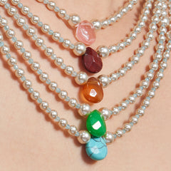 Pearl-Look Agate Pendant Necklace