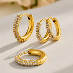 Gold-Tone Cubic Zirconia Small Hoop Earrings