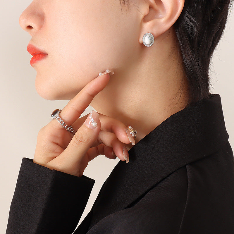 Oval Stone-Look Necklace or Earrings