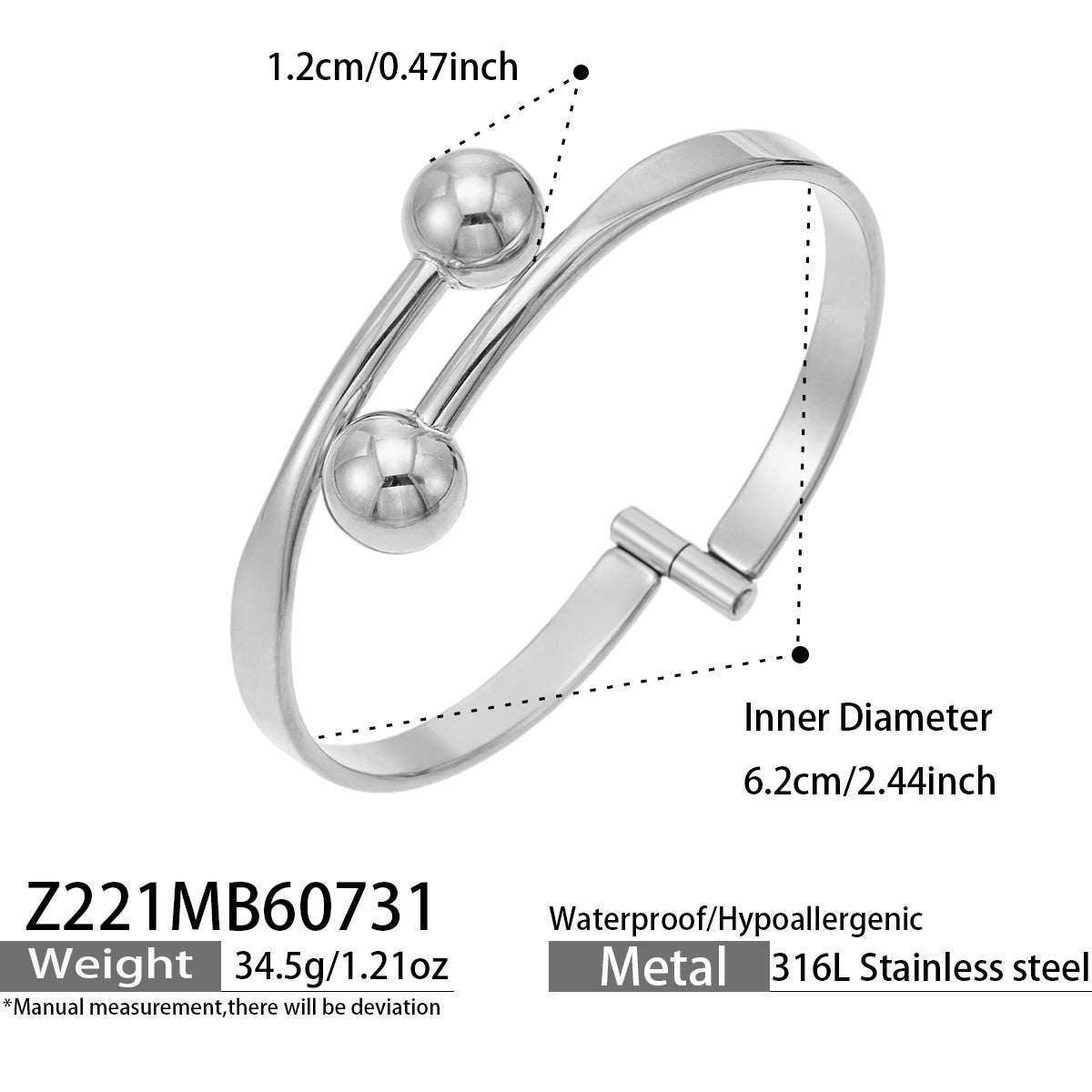 Gold-Tone Twin Ball Open Cuff