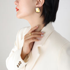 18K Gold-Plated & Silver-Tone Oval Stud Earrings