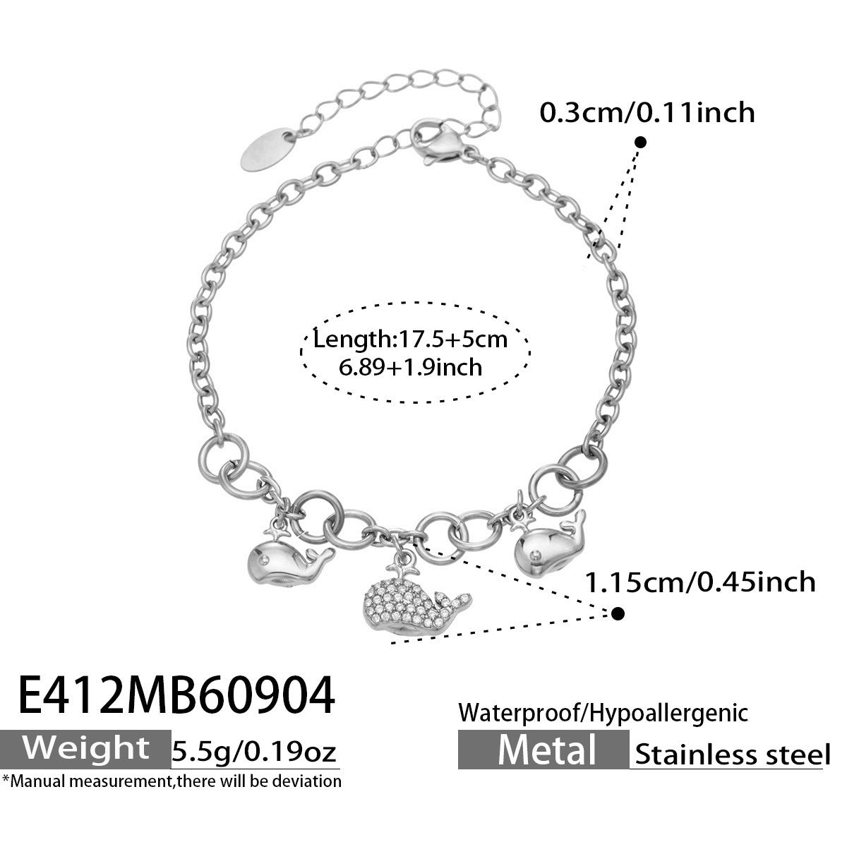 Dolphin Charm and Layered Cubic Zirconia Bracelets