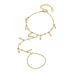 18K Gold-Plated Shell Pearl-Look Hand Chain