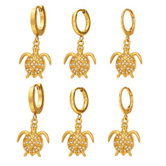 18K Gold-Plated Cubic Zirconia Turtle Drop Earrings