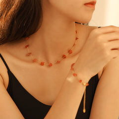 Natural Stone or Pearl-Look Chain Necklace or Bracelet