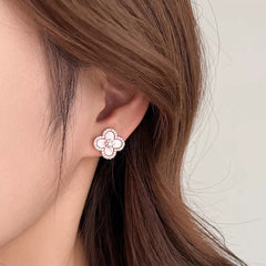 Daphne White Mother-of-Pearl Clover Stud Earrings