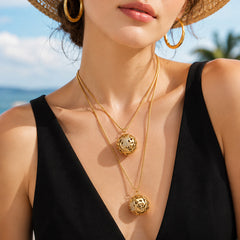 18K Gold-Plated Sparkling Ball Pendant Necklace