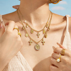 18K Gold-Plated Cross Pendant Necklaces