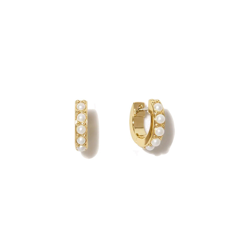 Nicolette Dainty Pearl Hoop Earrings