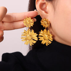 Sculptural Flower or Geometric Drop Earrings