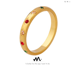Colored Cubic Zirconia Stacking Band Ring