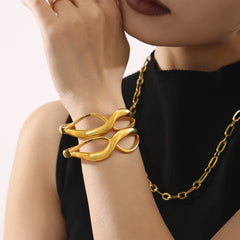 18K Gold-Plated Infinity Curve Bangle Bracelet