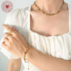 Multicolor Cubic Zirconia Necklace and Bracelet