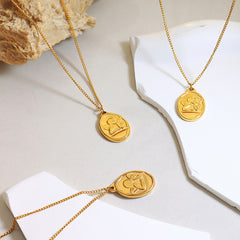18K Gold-Plated Oval Angel Pendant Necklace