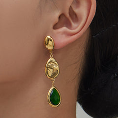 18K Gold-Plated Sculptural Glass Teardrop Earrings